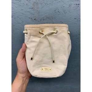 Chloé Perfume Make up Pouch Women's Small Cream Canvas‎ Bag Stained